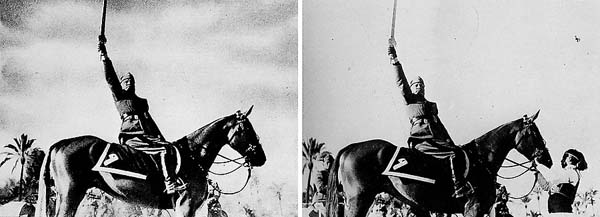 Ο Μπενίτο Μουσολίνι θεώρησε ότι η εικόνα του θα φαινόταν πιο εντυπωσιακή, αν αφαιρούσαν αυτό που κρατάει τα χαλινάρια του αλόγου του.